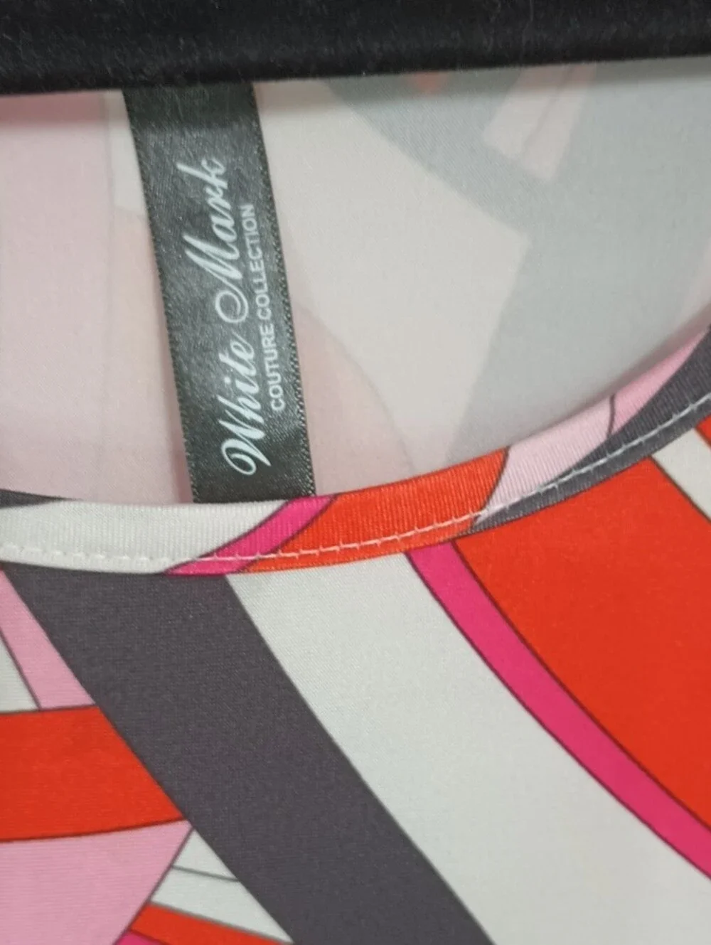 White Mark, Pink & Red Geometric Midi Dress